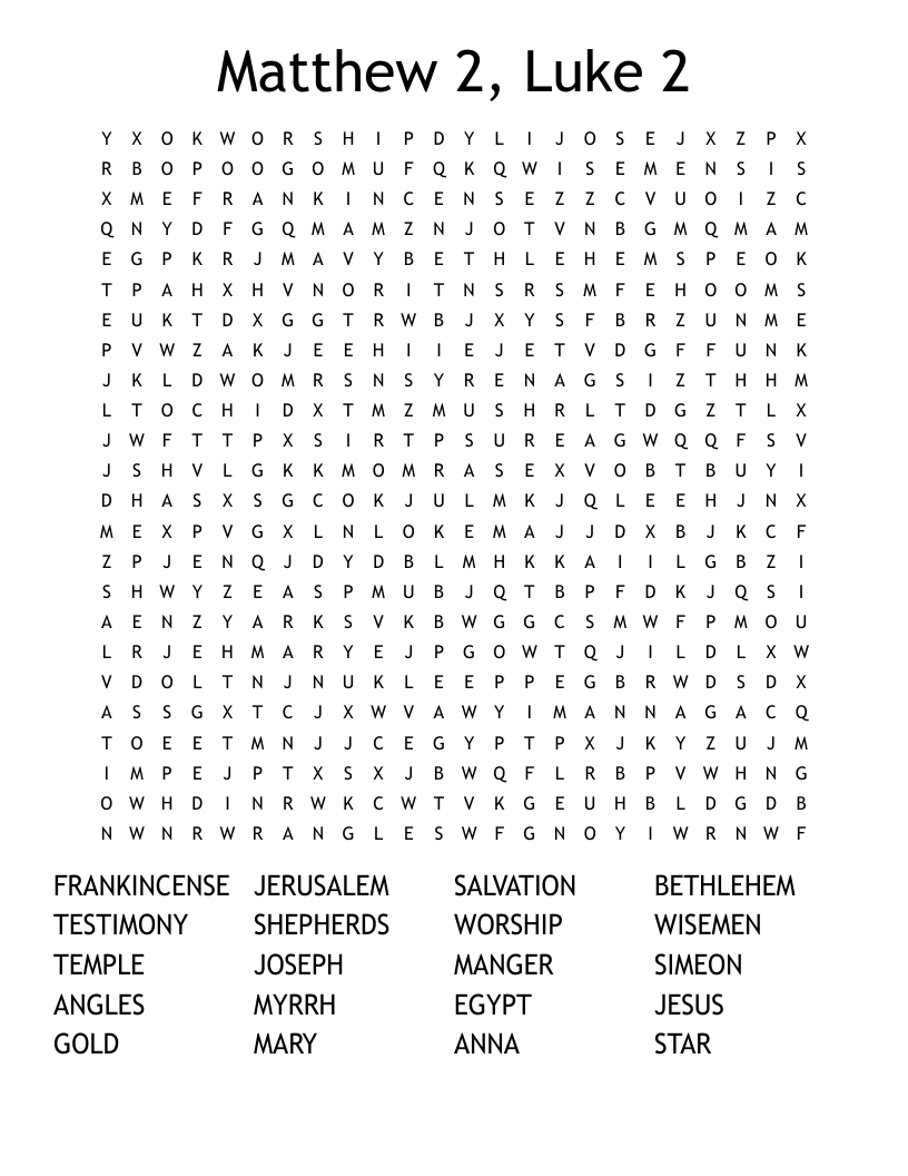 Matthew 2, Luke 2 Word Search