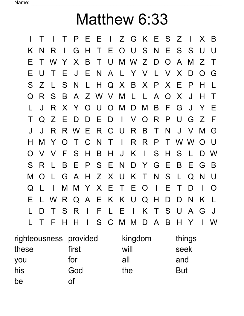 Matthew 6:33 Word Search
