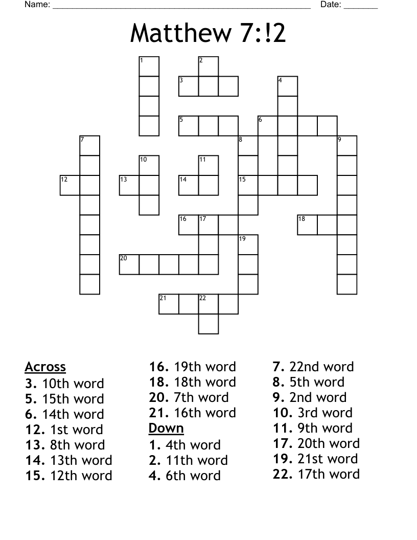 Matthew 7:!2 Crossword