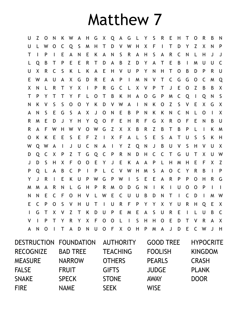 Matthew 7 Word Search