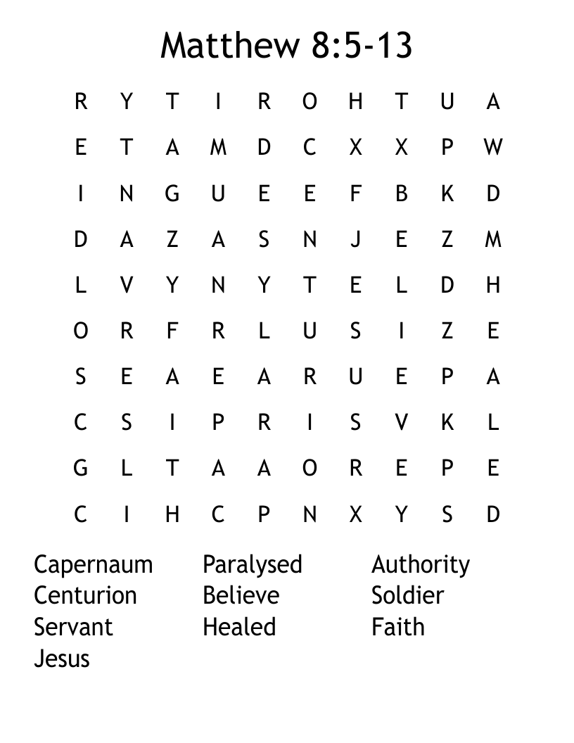 Matthew 8:5-13 Word Search