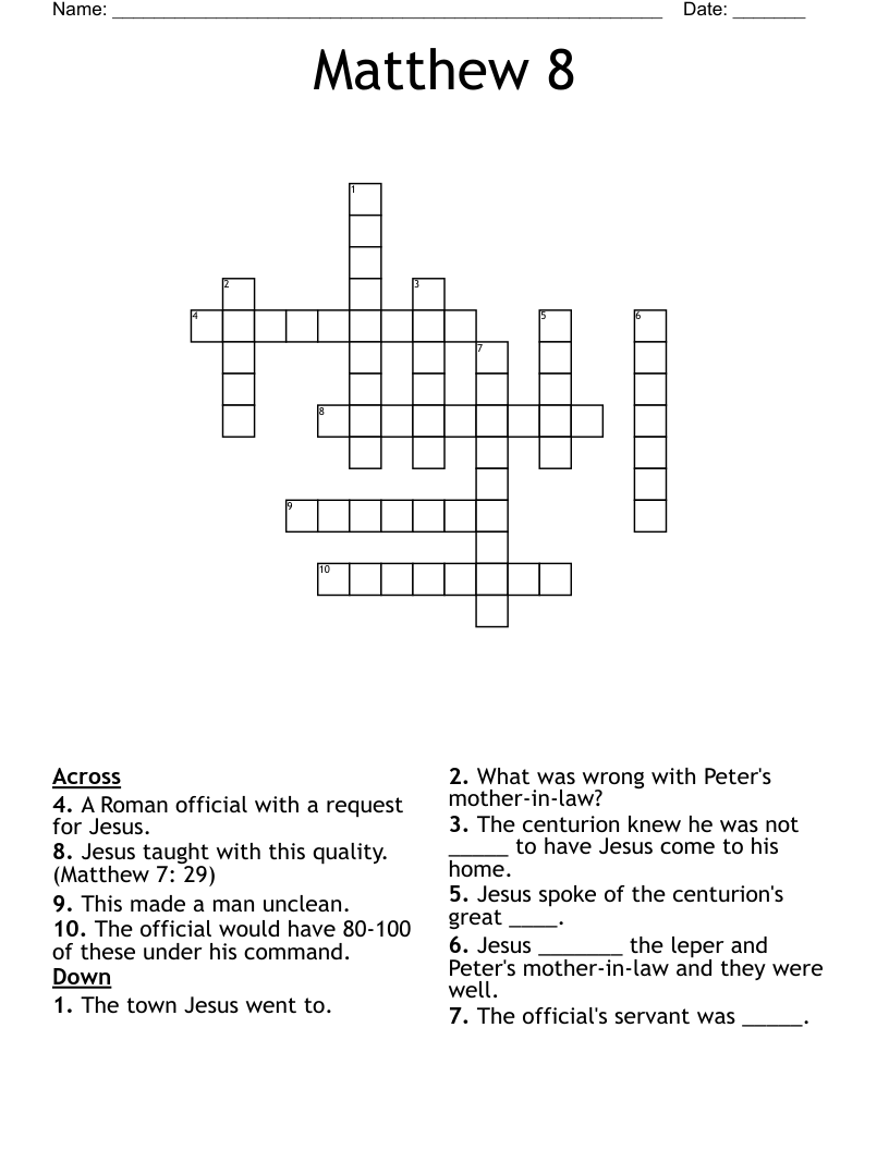 Matthew 8 Crossword