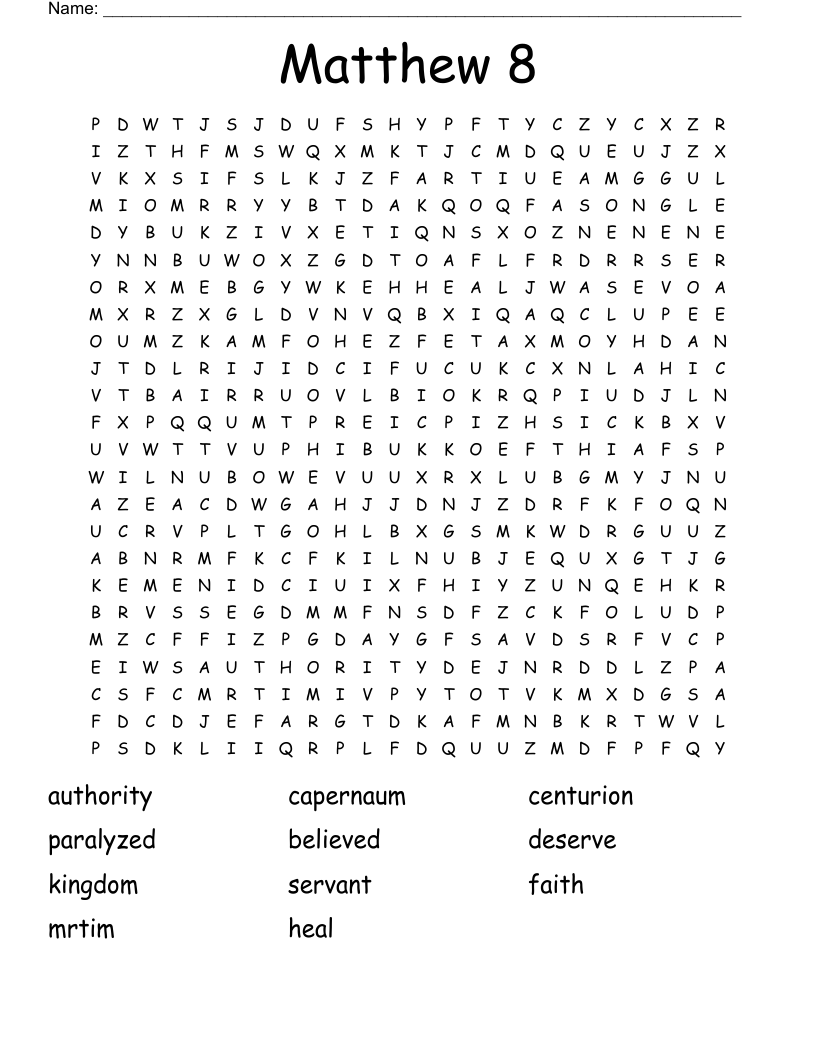 Matthew 8 Word Search
