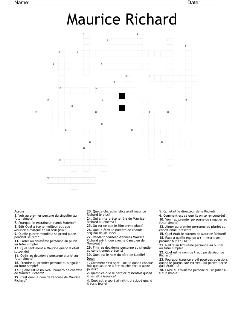 Maurice Richard Crossword