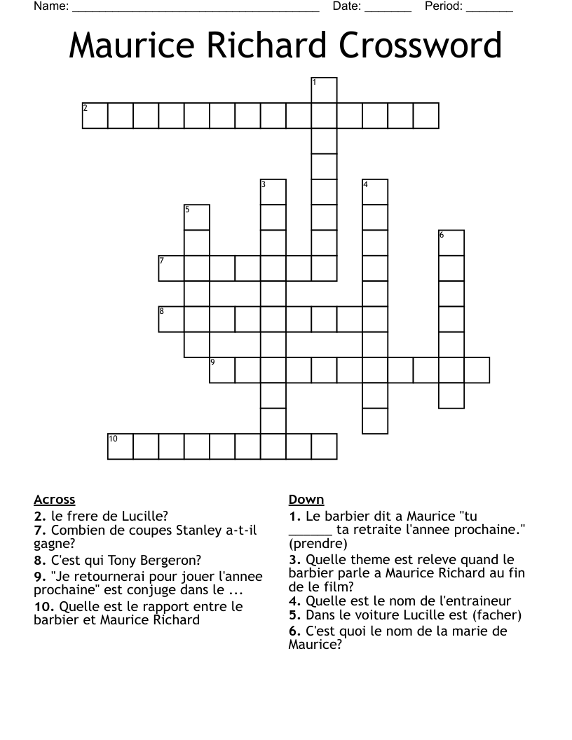 Maurice Richard Crossword