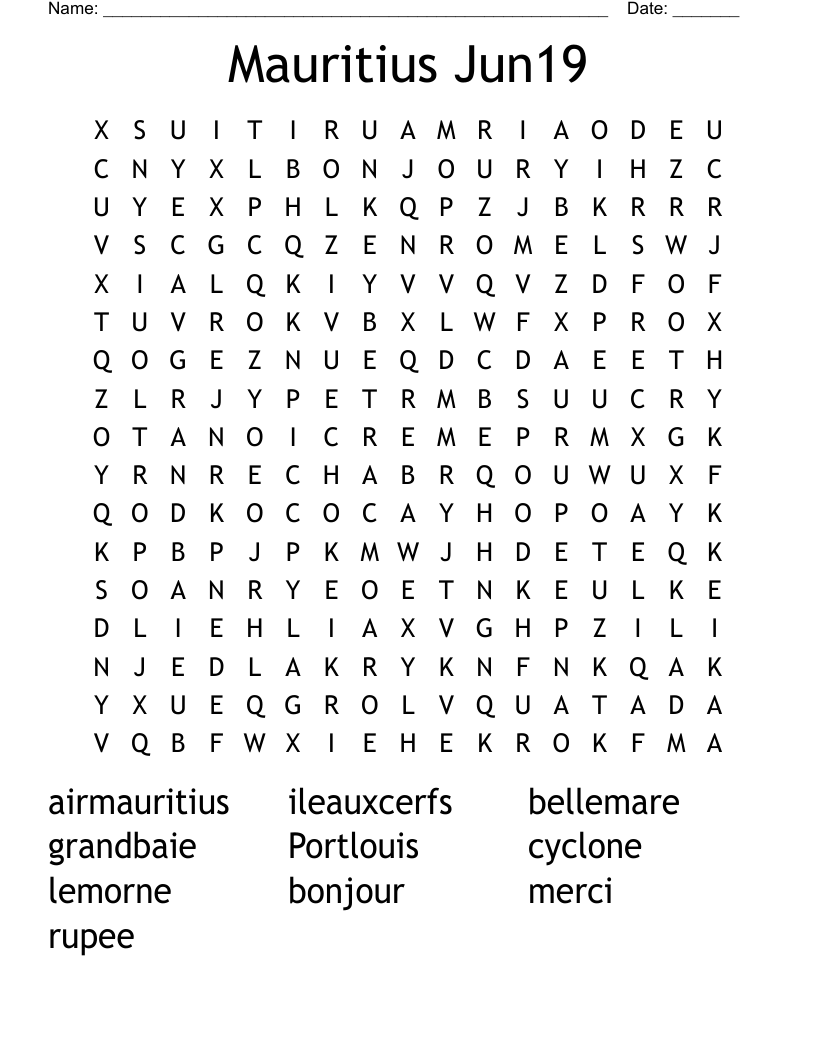 Mauritius Jun19 Word Search