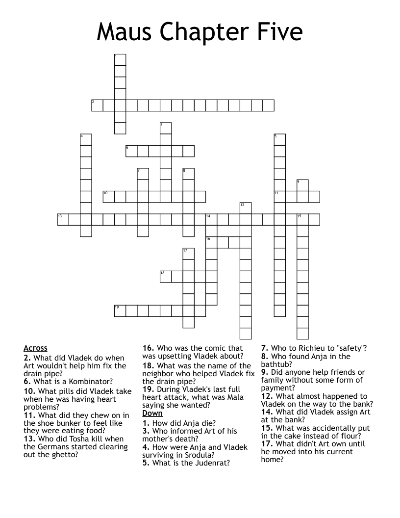 Maus Chapter Five Crossword