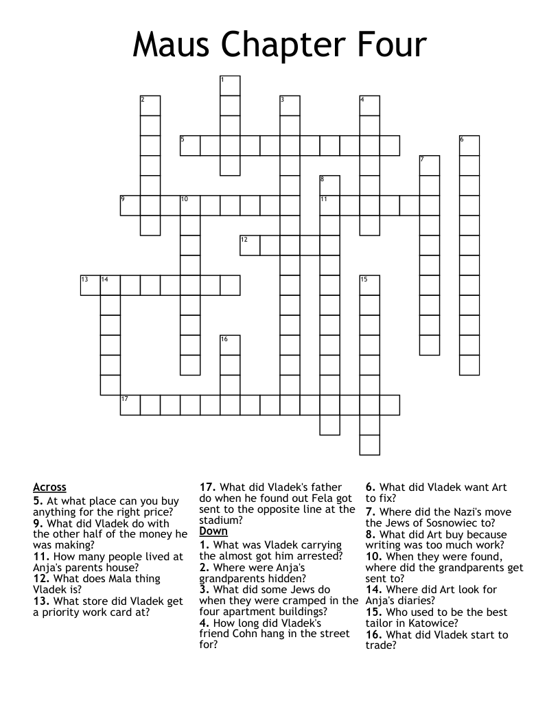Maus Chapter Four Crossword