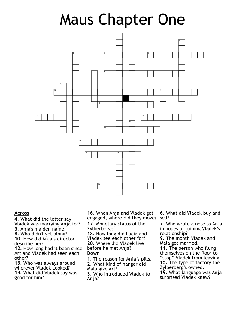 Maus Chapter One Crossword
