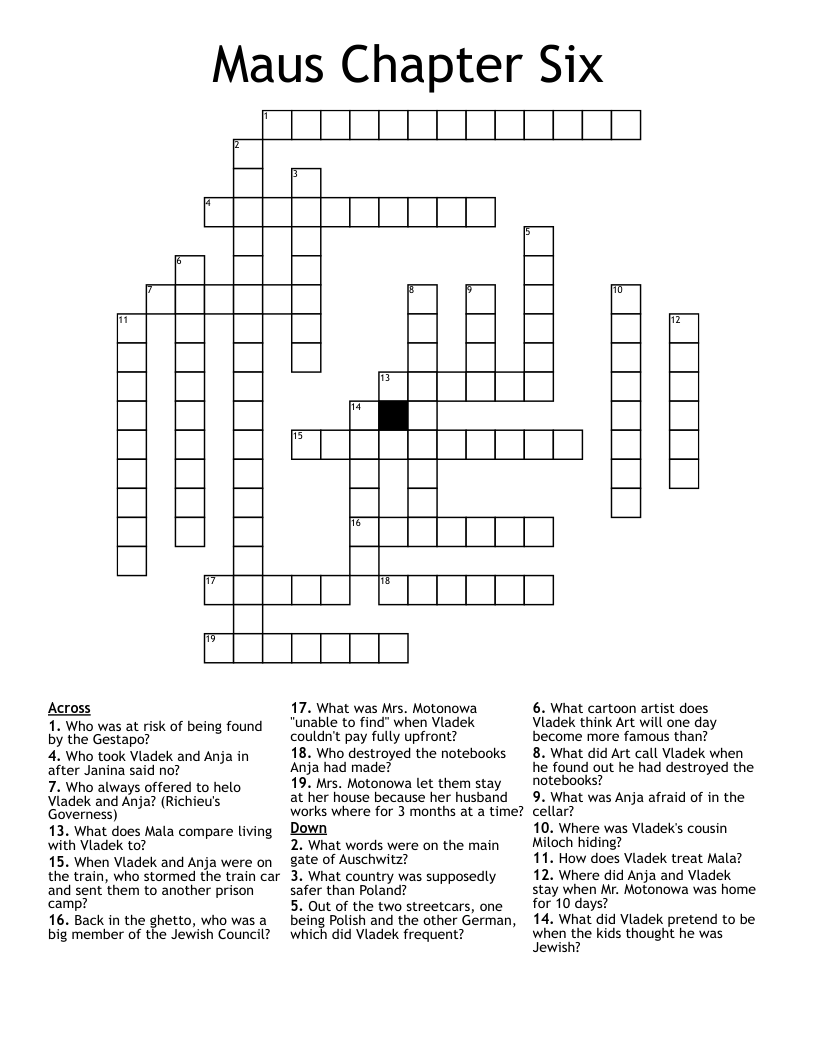 Maus Chapter Six Crossword