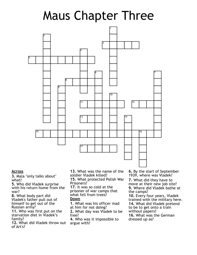 Maus Chapter Three Crossword