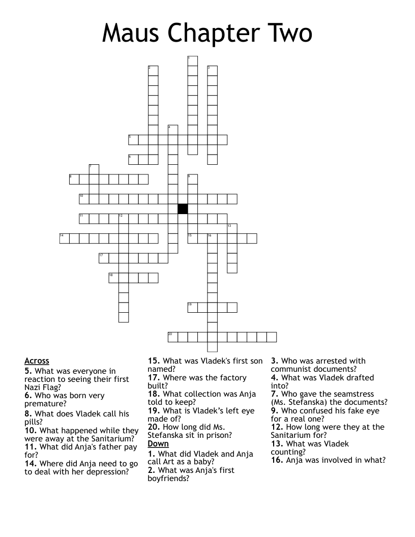 Maus Chapter Two Crossword