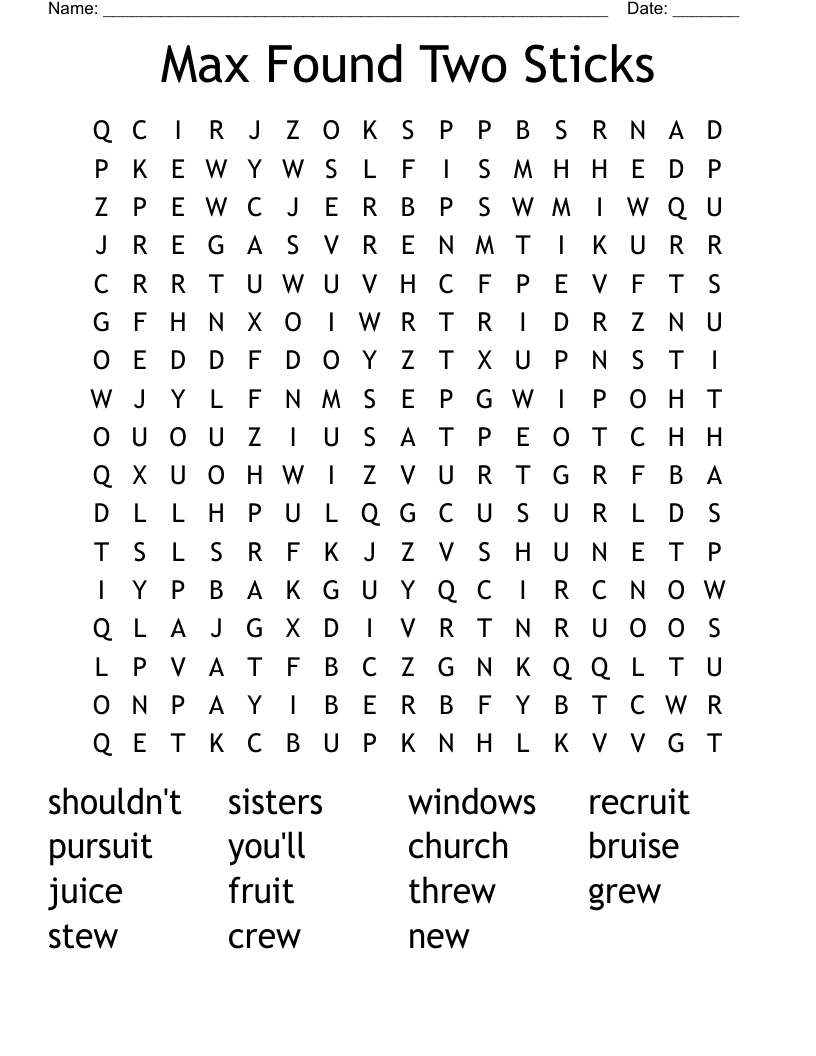 Max Found Two Sticks Word Search