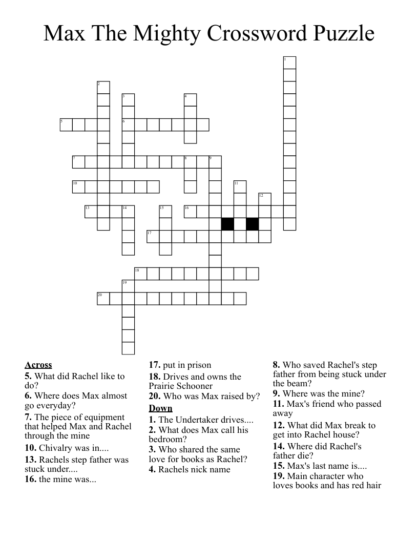 Max The Mighty Crossword Puzzle