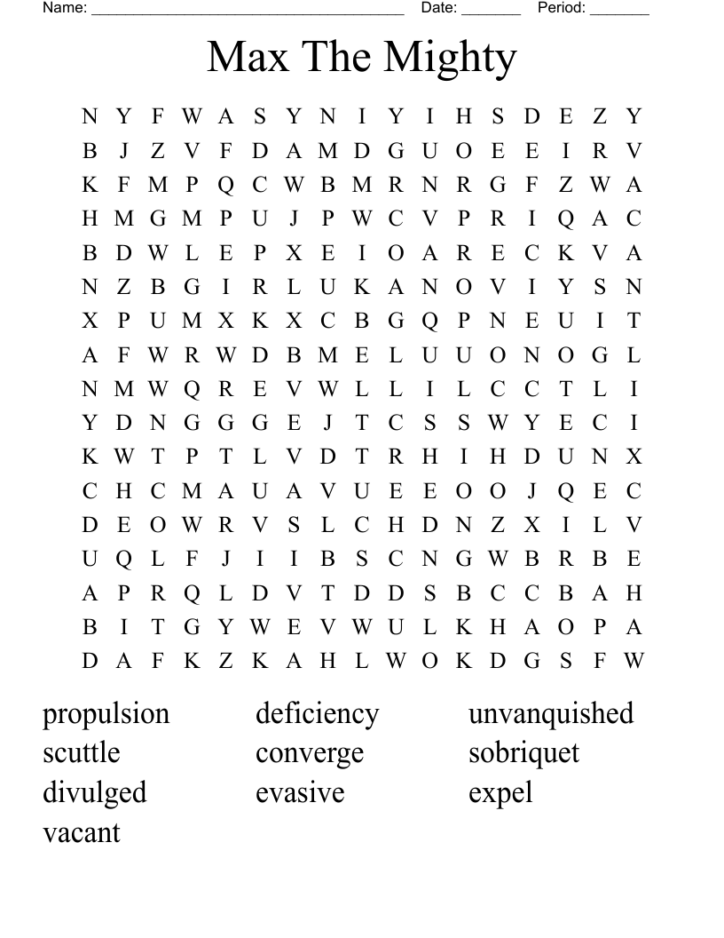 Max The Mighty  Word Search