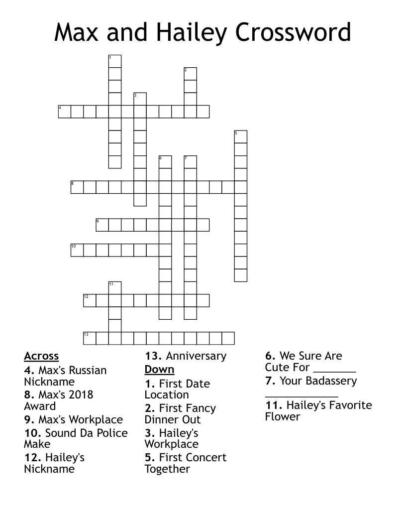 Max and Hailey Crossword