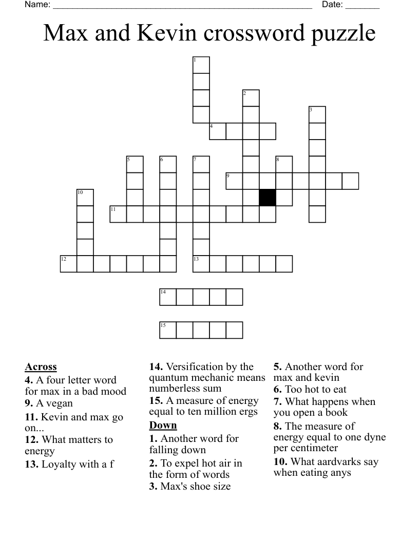 Max and Kevin crossword puzzle