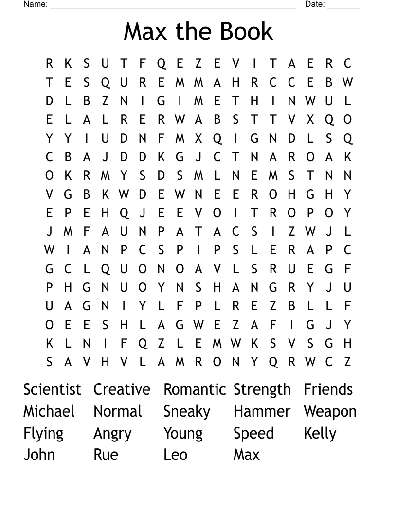 Max the Book Word Search