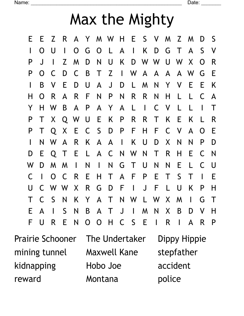 Max the Mighty Word Search