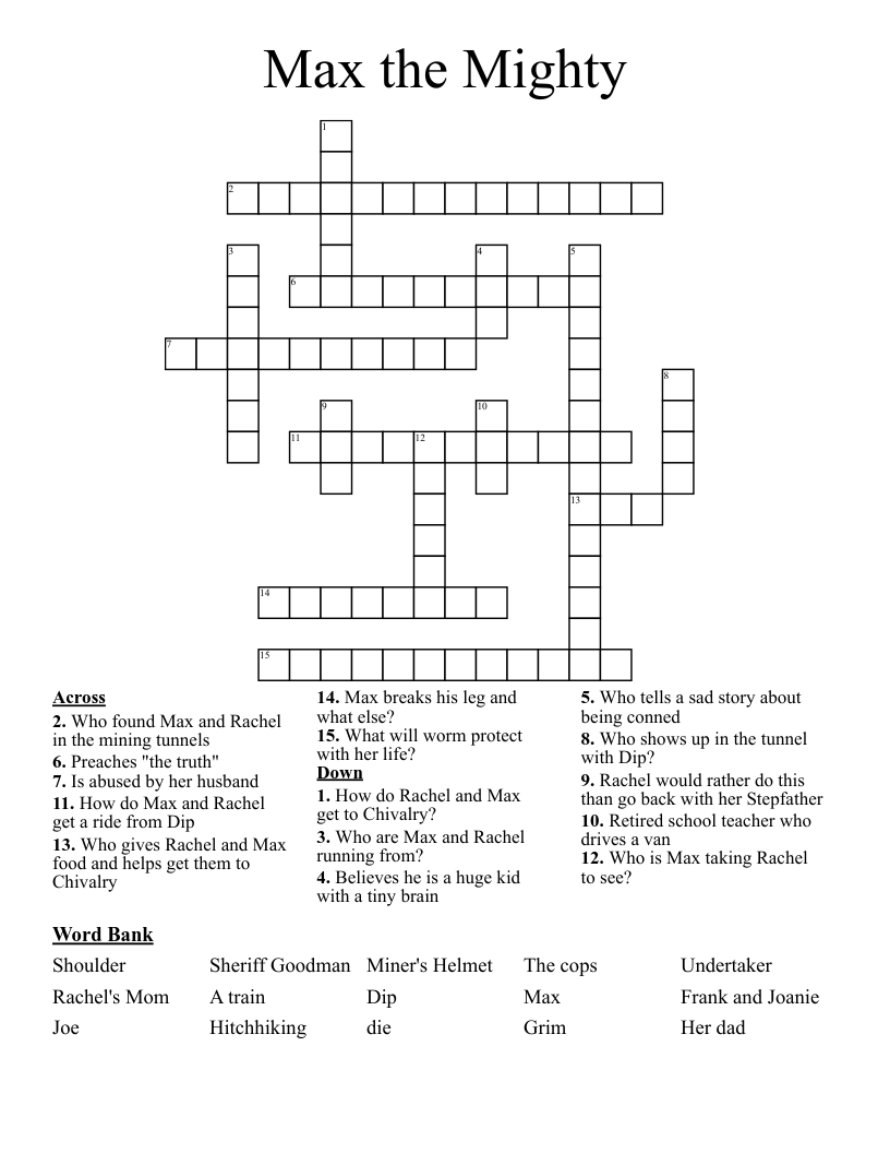 Max the Mighty Crossword