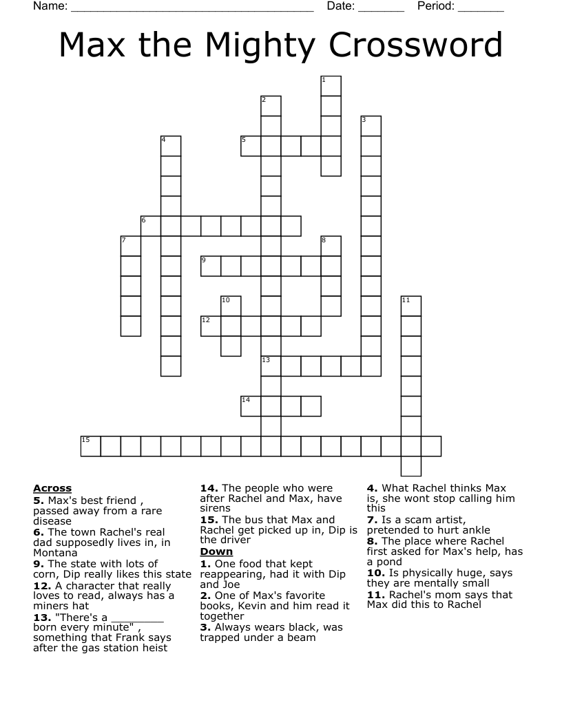 Max the Mighty Crossword