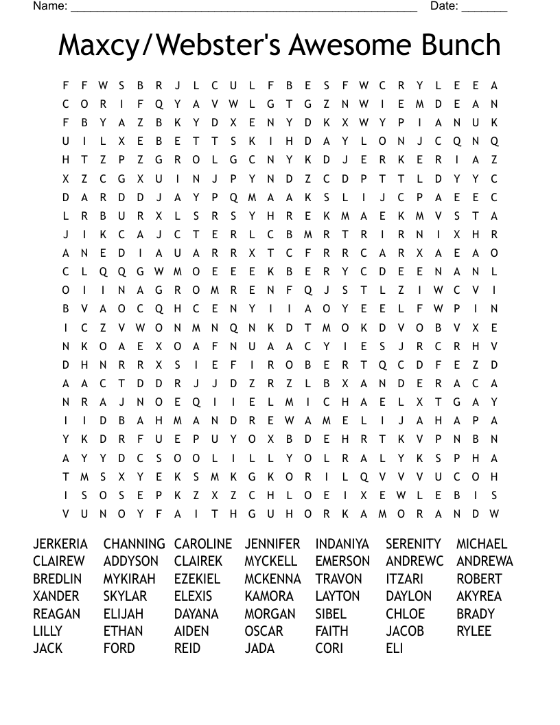 Maxcy/Webster's Awesome Bunch Word Search