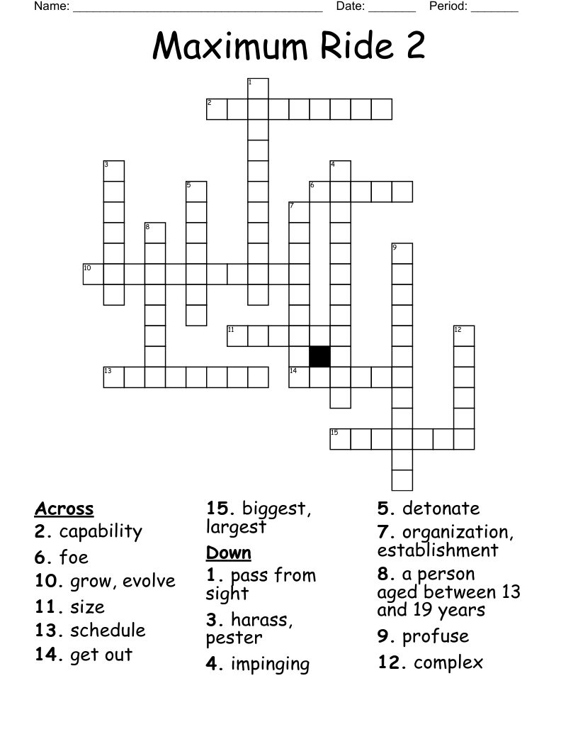 Maximum Ride 2  Crossword