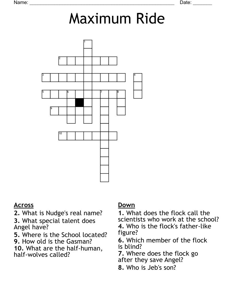 Maximum Ride Crossword