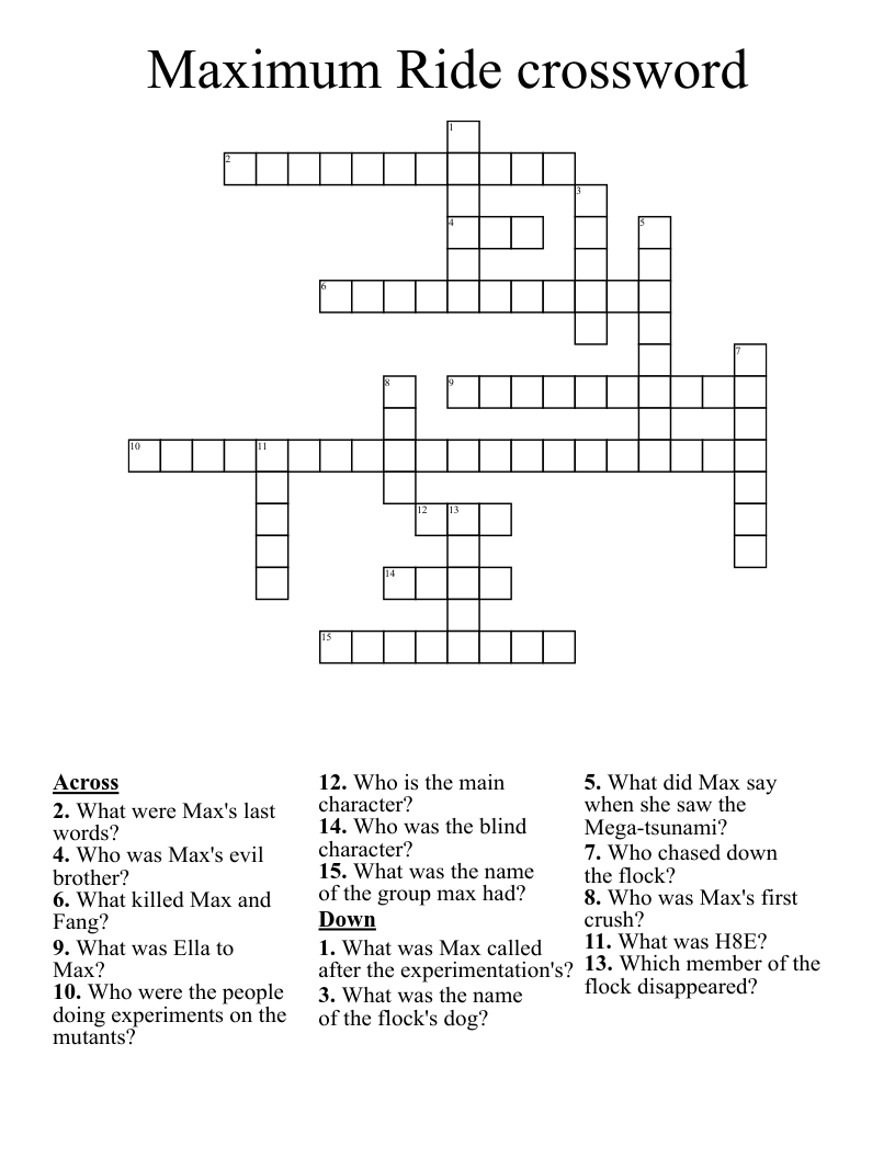 Maximum Ride crossword