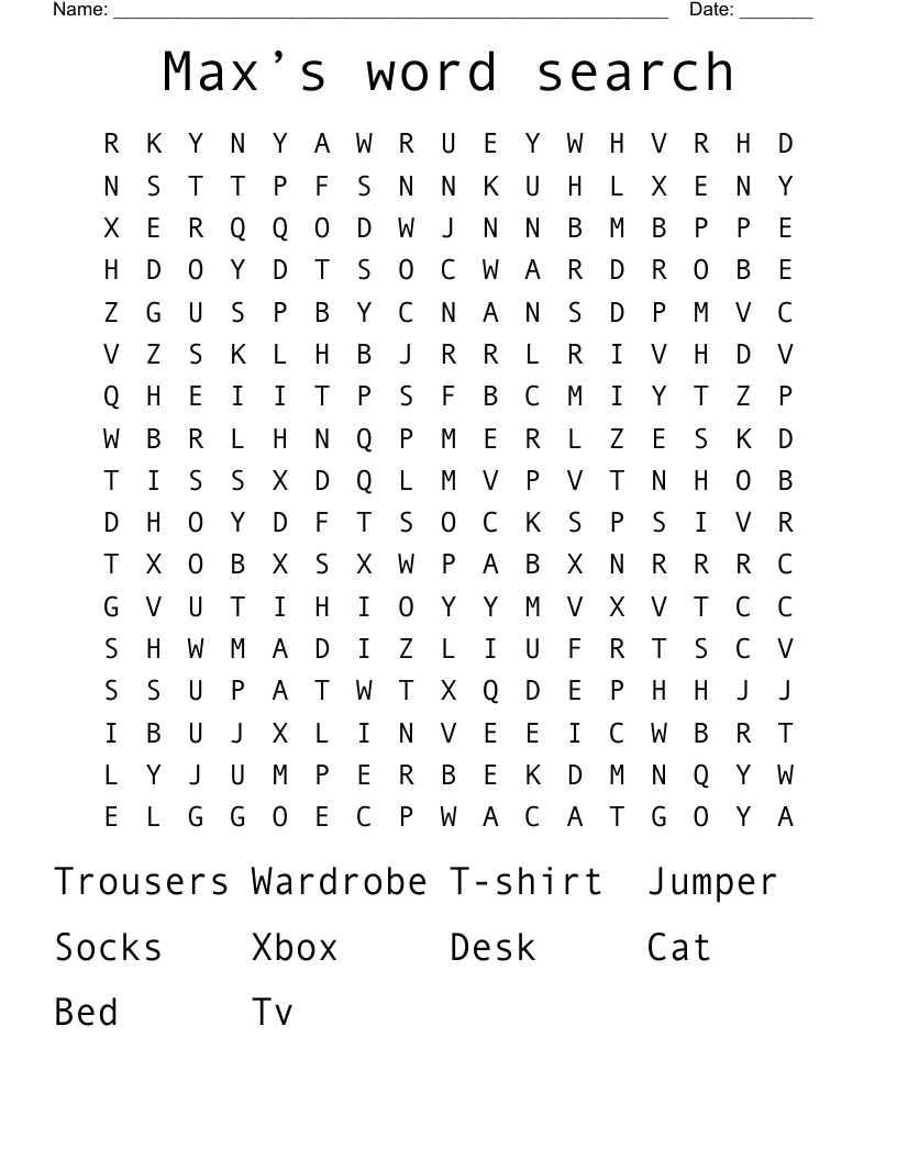 Max’s word  search  Word Search