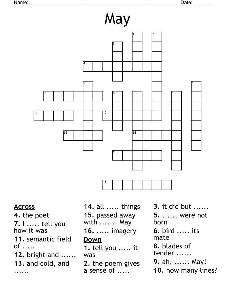 May Crossword