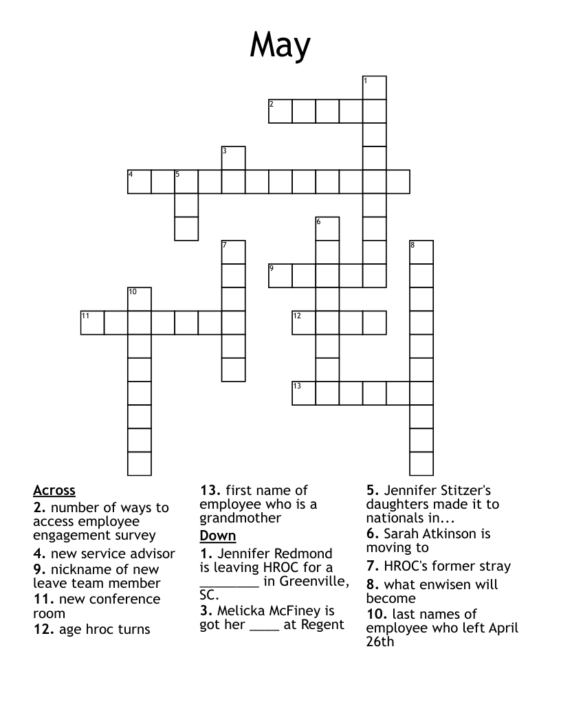 May Crossword