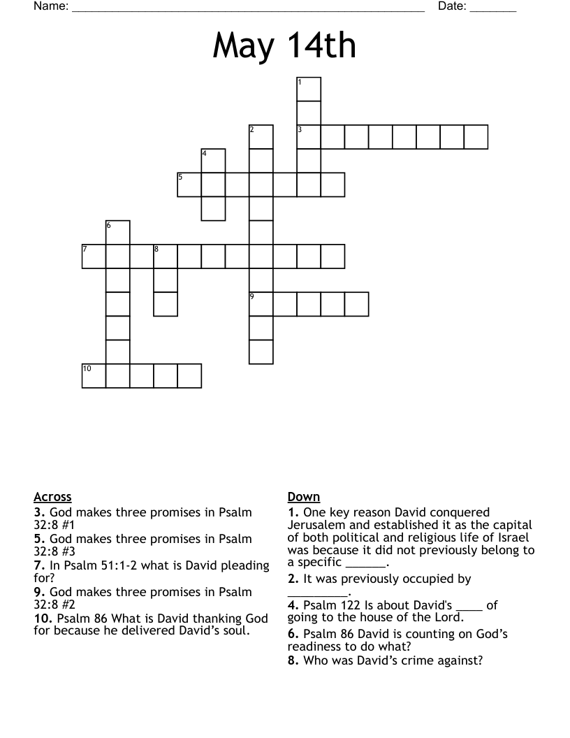 May 14th Crossword