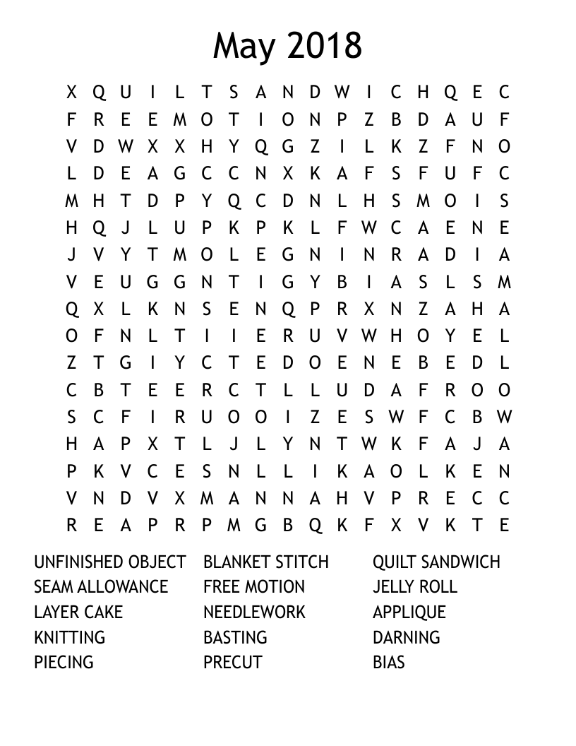 May 2018 Word Search