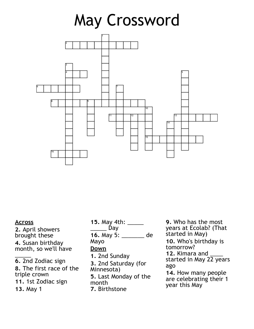 May Crossword