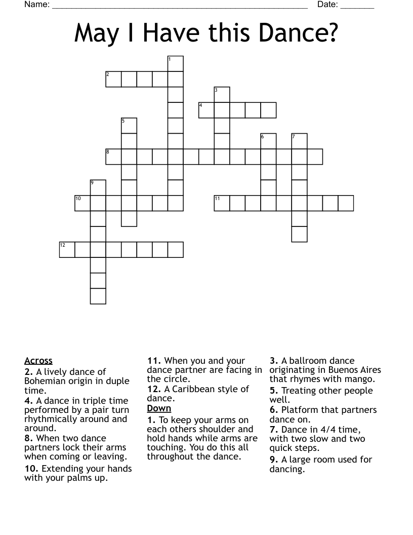 May I Have this Dance? Crossword