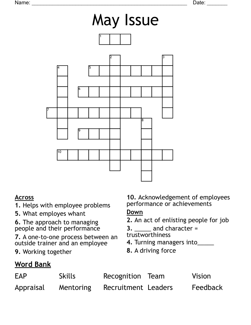 May Issue Crossword