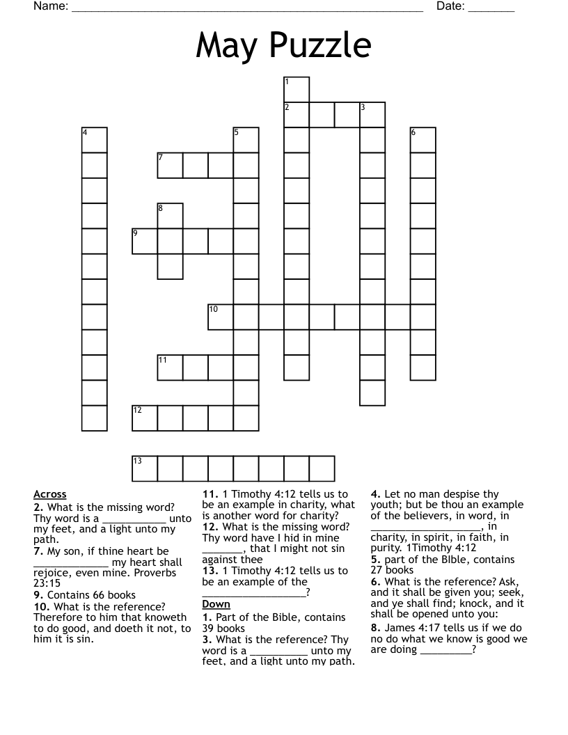 May Puzzle Crossword