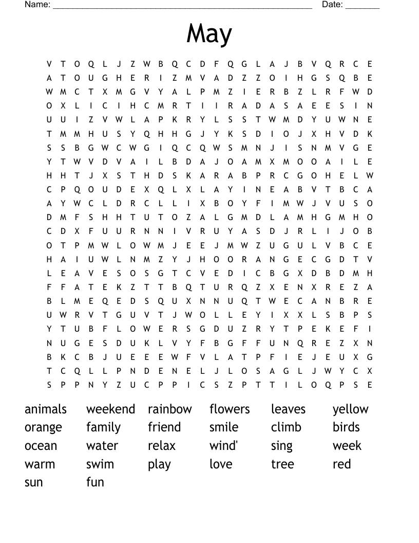 May  Word Search