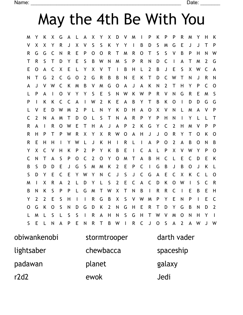 May the 4th Be With You Word Search