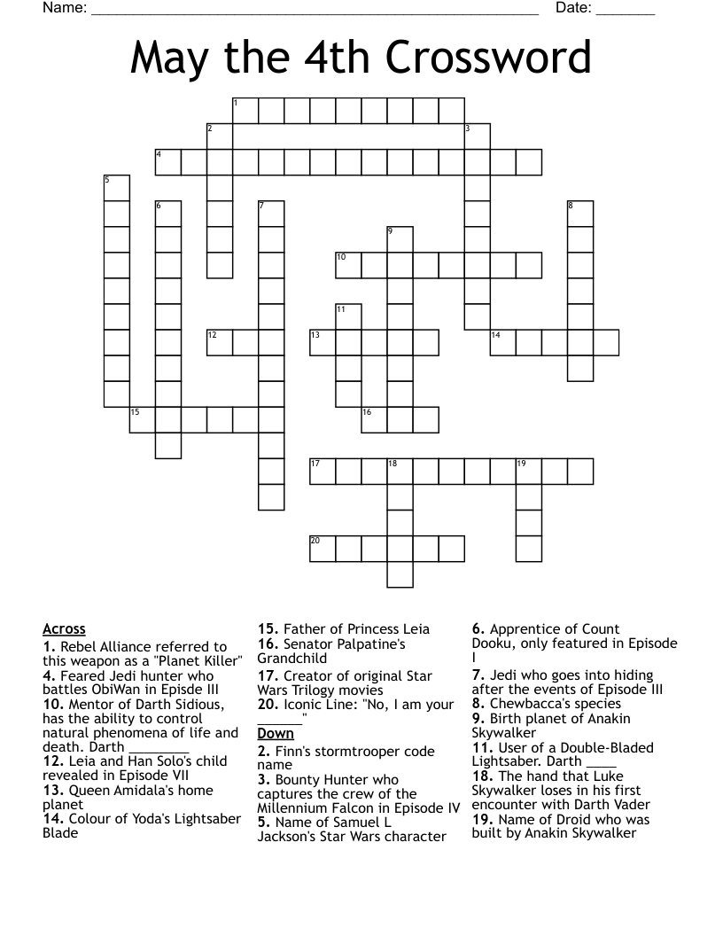 May the 4th Crossword