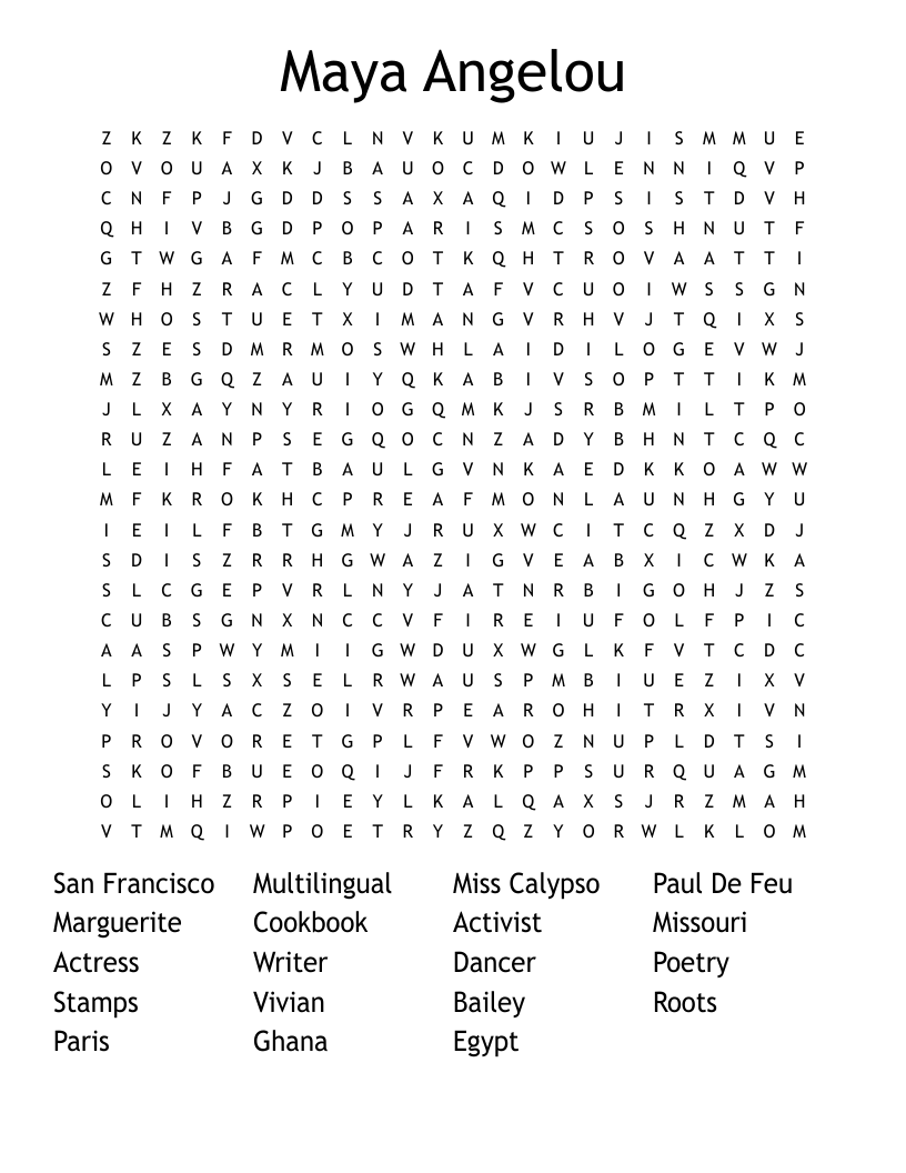 Maya Angelou Word Search