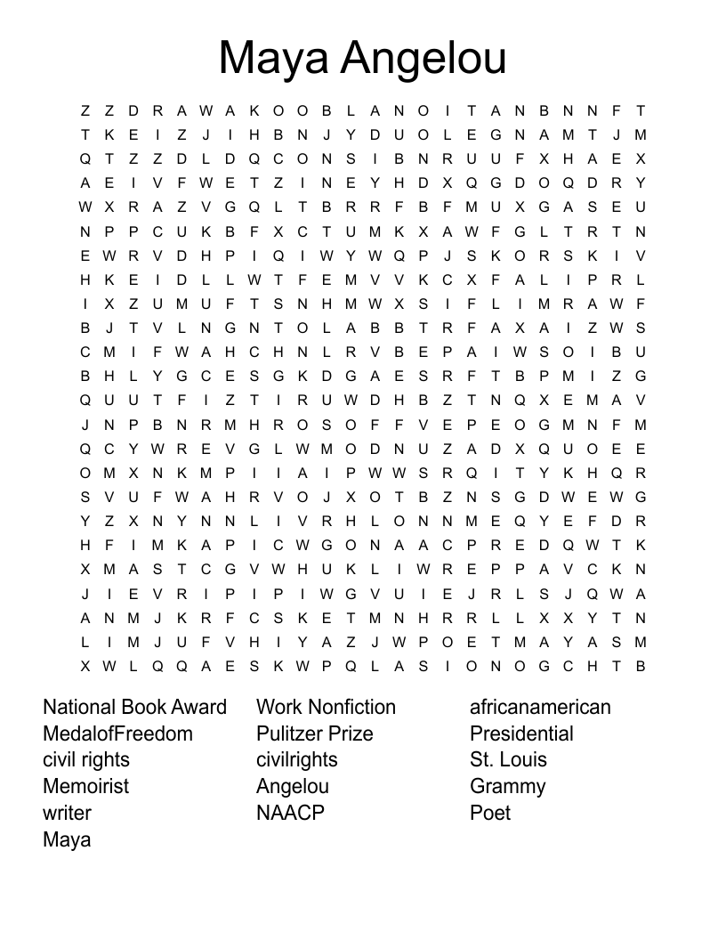 Maya Angelou Word Search