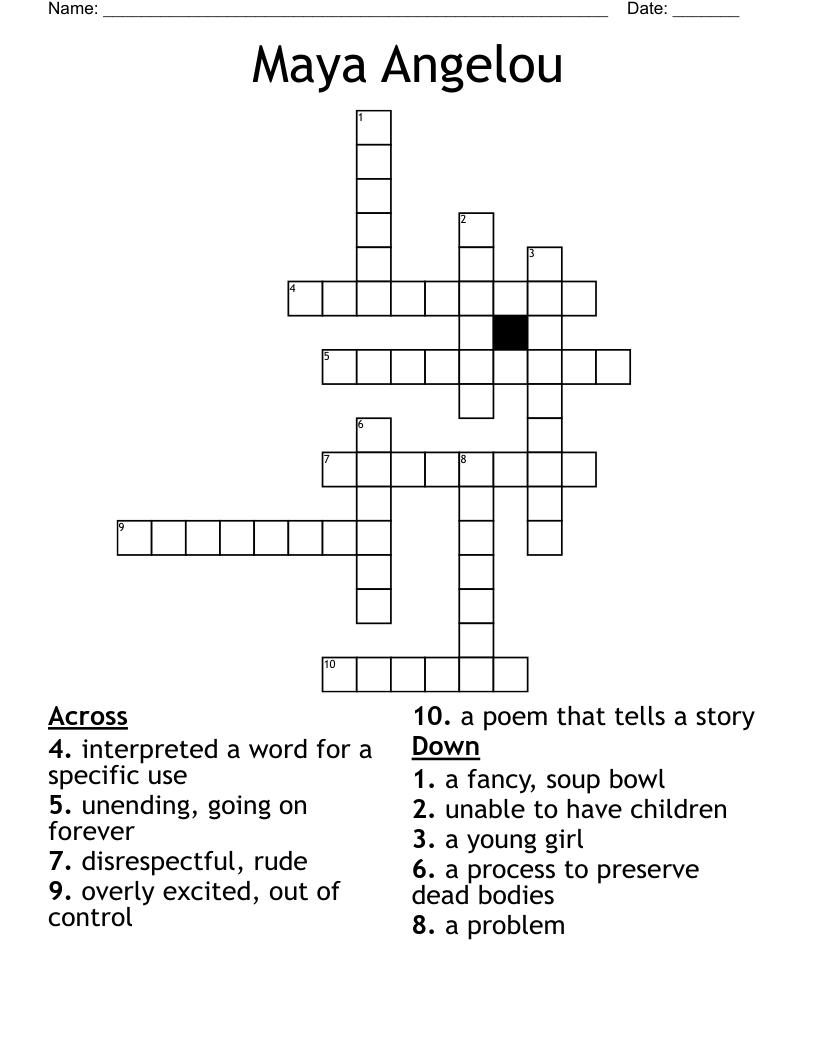 Maya Angelou Crossword