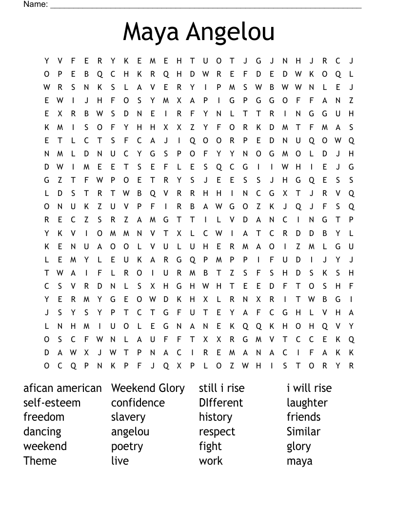 Maya Angelou Word Search