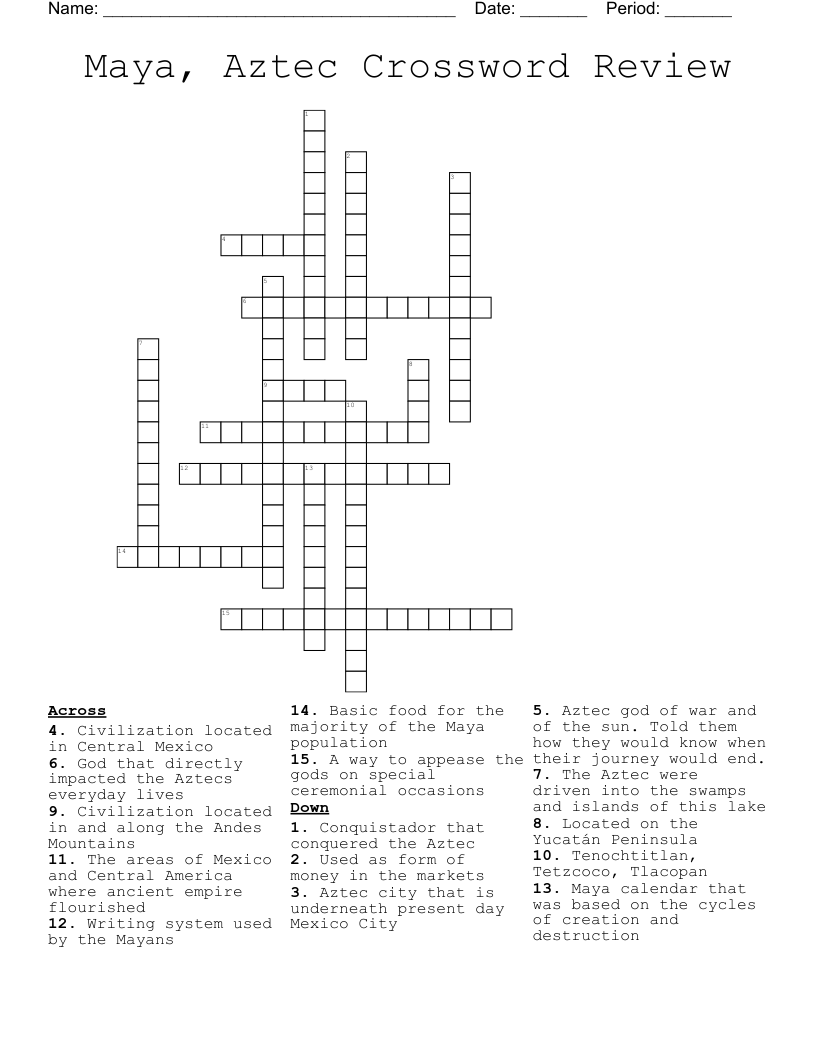 Maya, Aztec Crossword Review