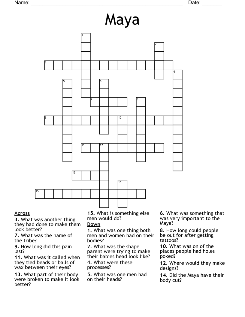 Maya  Crossword