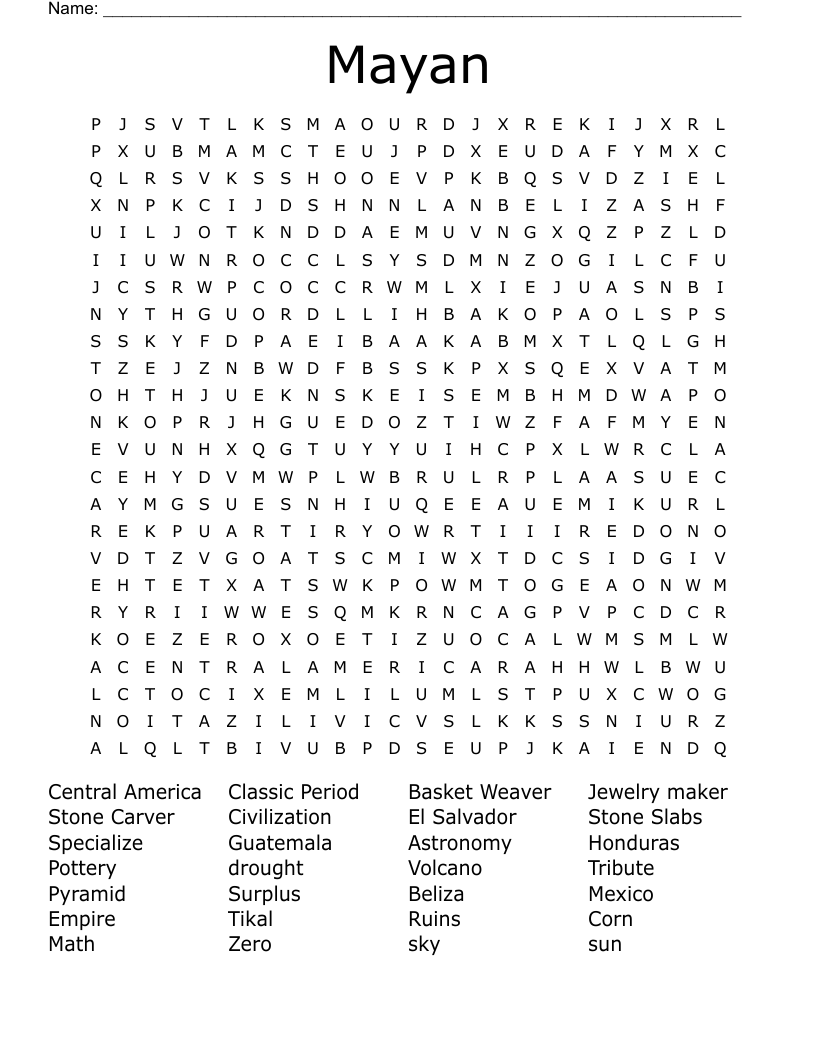 Mayan Word Search