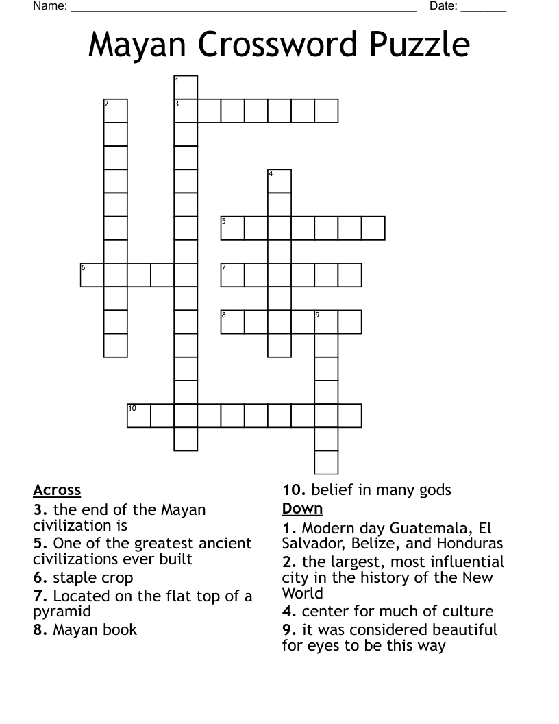 Mayan Crossword Puzzle