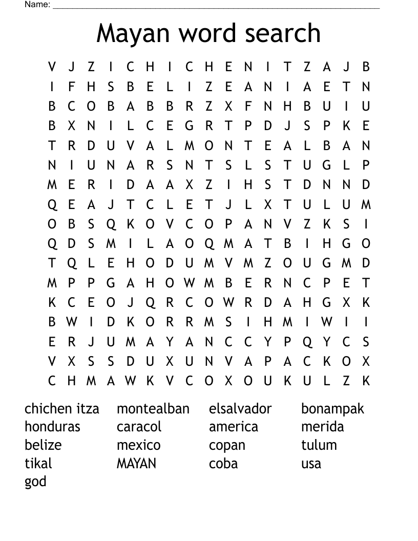 Mayan word search